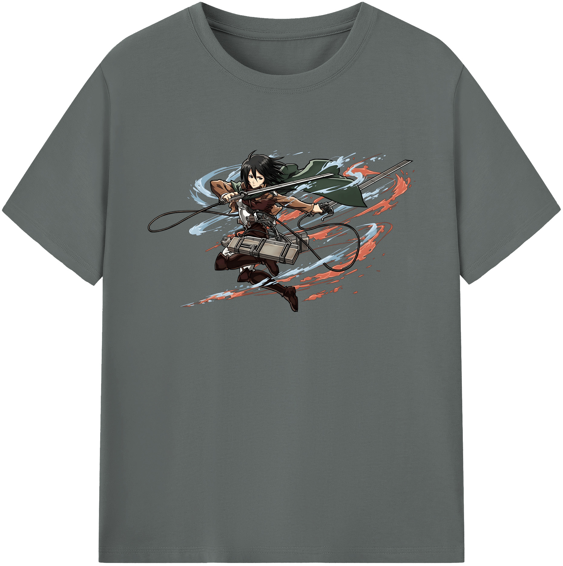 （画像用） 進撃の巨人 ミカサ·アッカーマン Attack on Titan Mikasa Ackerman 綿100％ メンズ半袖Tシャツ｜肌触りやわらか＆通気性